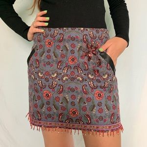 Floral grey skirt handmade